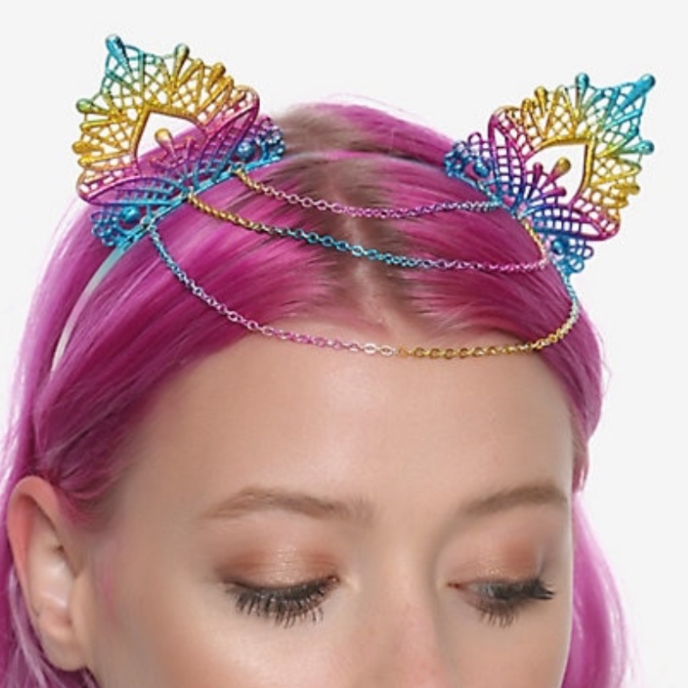 RAINBOW MERMAID CAT EAR HEADBAND